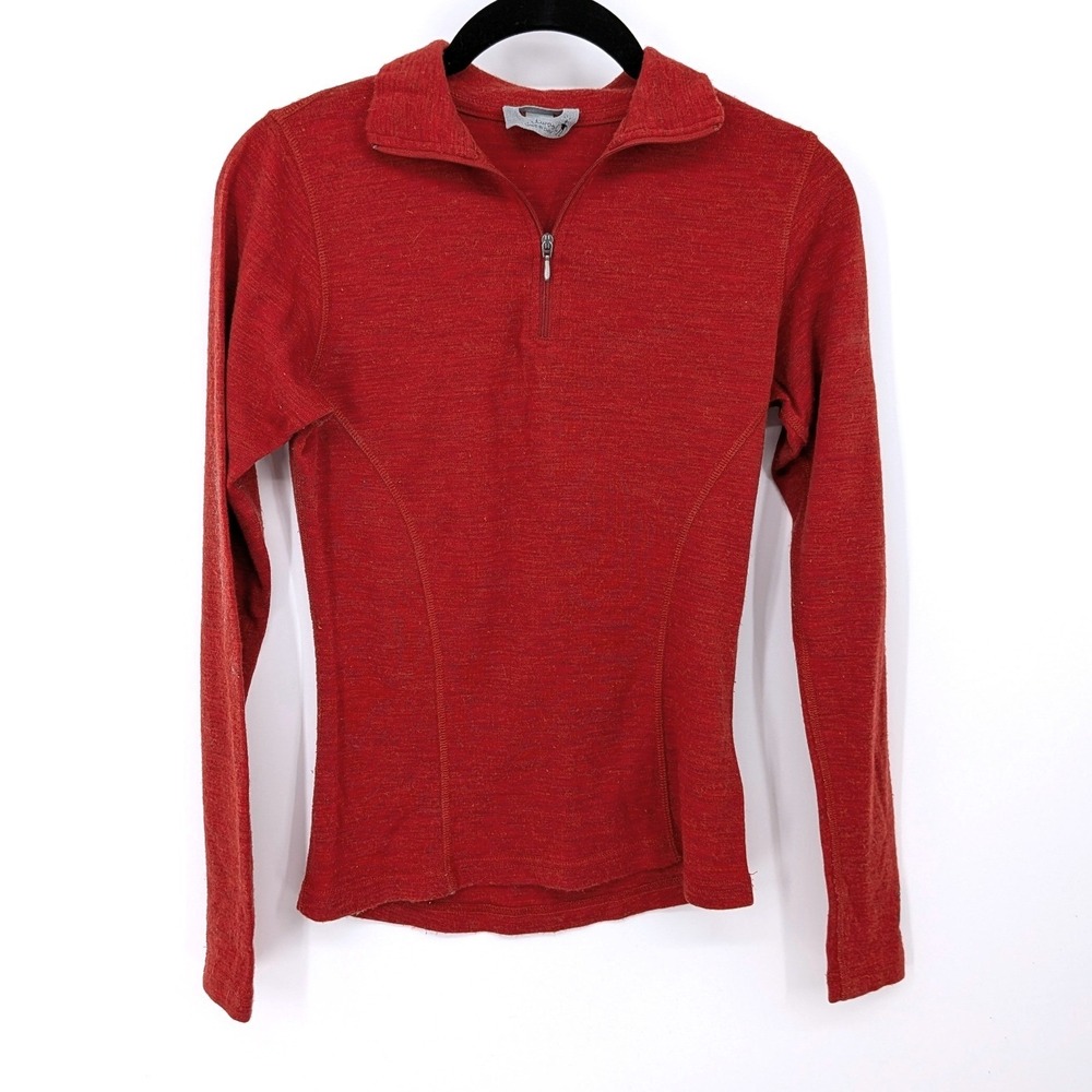 Smartwool Quarter Zip Pullover Women Small Orange Merino Wool Baselayer Outdoors